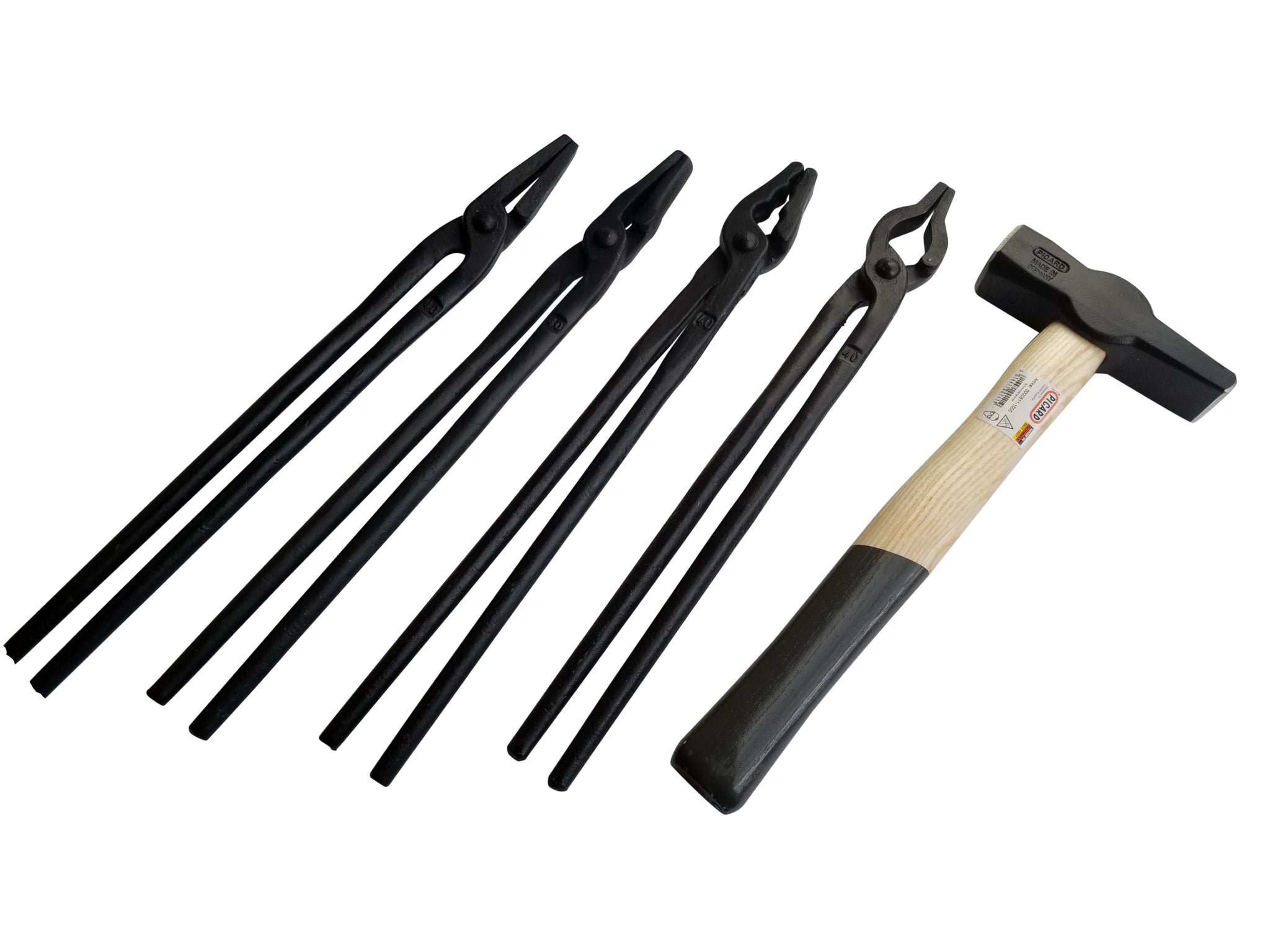 Blacksmith Tong Set (four) 400 Series and Swedish Pattern Hammer - Hanks Hammers